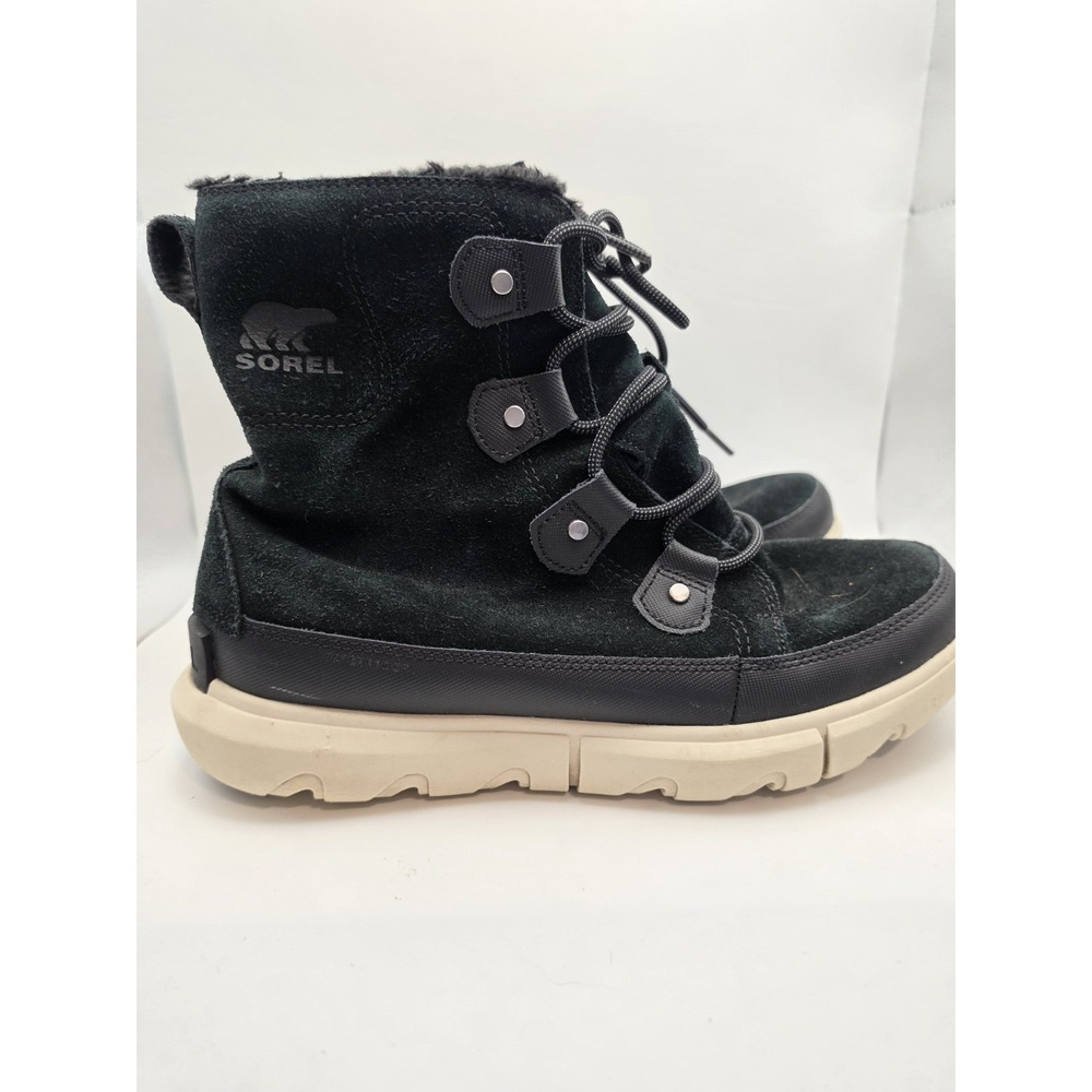 Sorel Explorer II Joan Lace Up Winter Boots Black Suede Womens Size 10 Gorpcore